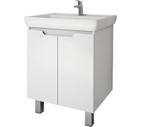 Напольная тумба с раковиной Dreja Q PLUS(D), 60 см, 2 дверцы, с опорами, белый глянец - 99.1004-191638 99.1004K