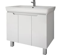 Напольная тумба с раковиной Dreja Q PLUS(D), 80 см, 3 дверцы, с опорами, белый глянец - 99.1006-192185 99.1006K