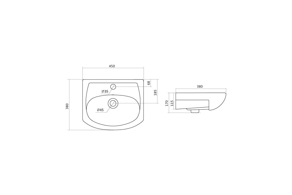 Умывальник ONIKA Азов-45 1.WH11.2.449 1WH112449 - выгодная цена, отзывы ...
