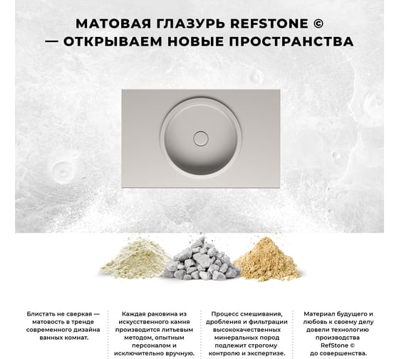 Встраиваемая снизу или сверху раковина из искусственного камня Wellsee Le.tresor 214003000