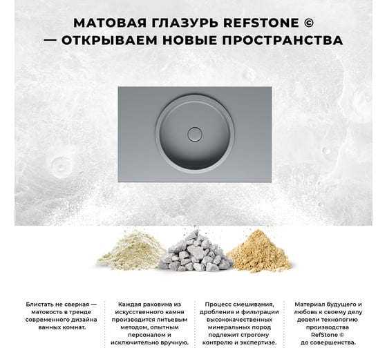 Встраиваемая снизу или сверху раковина из искусственного камня Wellsee Le.tresor 214005000