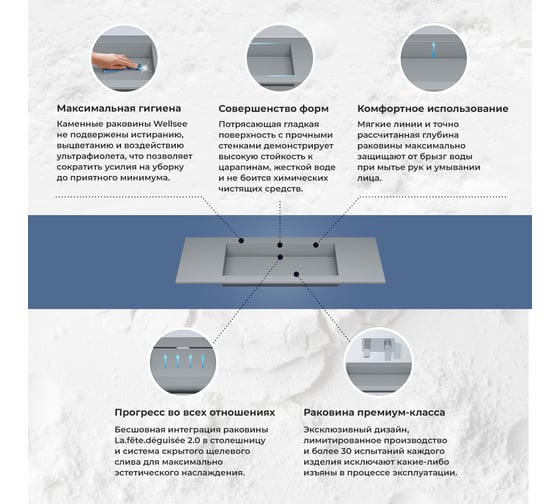 Мебельная раковина-столешница из искусственного камня Wellsee La.fete.deguisee 2.0 213805000