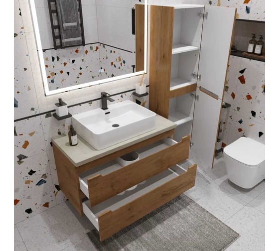 Подвесная тумба со столешницей и накладной раковиной BelBagno ETNA 80 ETNA80RN-KEPMCO-1338-SET