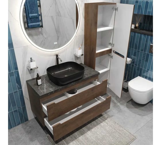 Подвесная тумба со столешницей и накладной раковиной BelBagno ETNA 80 ETNA80RW-KEPMNO-1302H301-SET