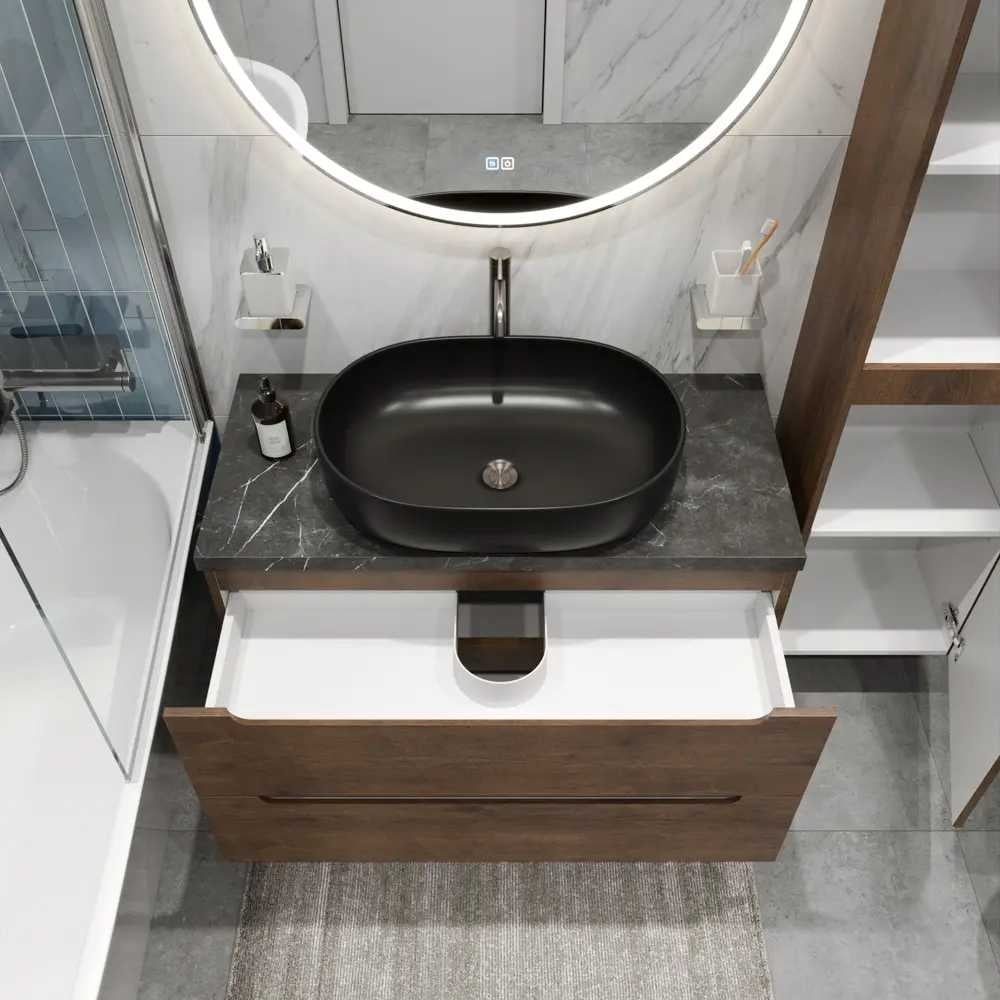 Подвесная тумба со столешницей и накладной раковиной BelBagno ETNA 80 ...