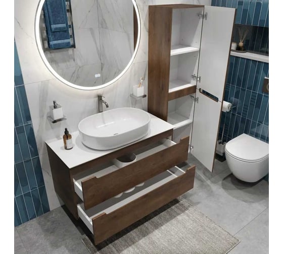 Подвесная тумба со столешницей и накладной раковиной BelBagno ETNA 80 ETNA80RW-KEPBO-1084-SET