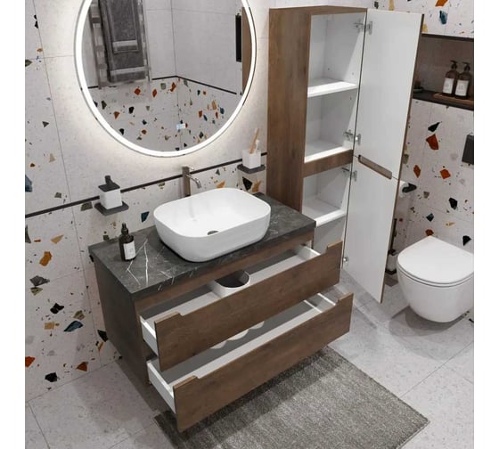 Подвесная тумба со столешницей и накладной раковиной BelBagno ETNA 80 ETNA80RW-KEPMNO-1302-SET