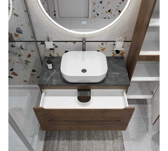 Подвесная тумба со столешницей и накладной раковиной BelBagno ETNA 80 ETNA80RW-KEPMNO-1302-SET 1