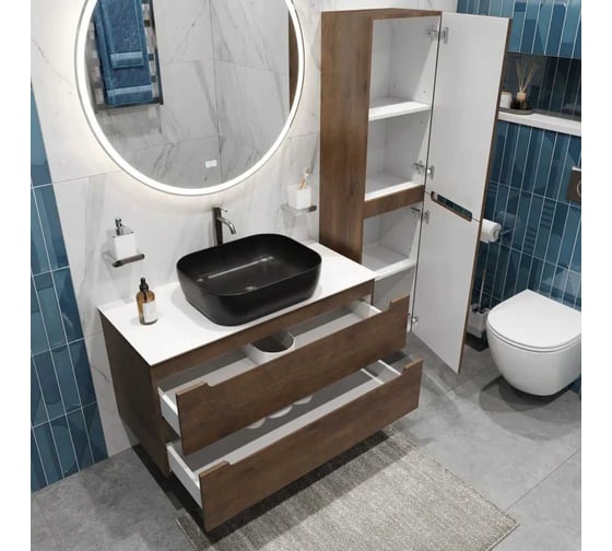 Подвесная тумба со столешницей и накладной раковиной BelBagno ETNA 80 ETNA80RW-KEPBO-1302H301-SET