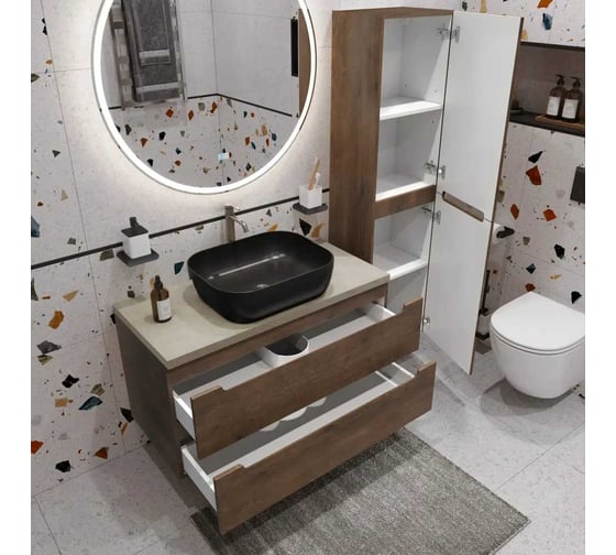 Подвесная тумба со столешницей и накладной раковиной BelBagno ETNA 80 ETNA80RW-KEPMCO-1302H301-SET