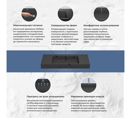 Настенная раковина-столешница из искусственного камня Wellsee La.fete.deguisee 213702000