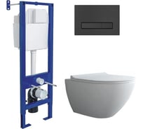Комплект Berges инсталляция АТОМ Line, кнопка черная SoftTouch, унитаз PUMA XL Rimless, сидение дюропласт Toma Slim SO, микролифт, быстросъём 043354