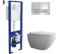 Комплект Berges инсталляция АТОМ Line, кнопка хром глянец, унитаз PUMA XL Rimless, сидение дюропласт Toma Slim SO, микролифт, быстросъём 043353