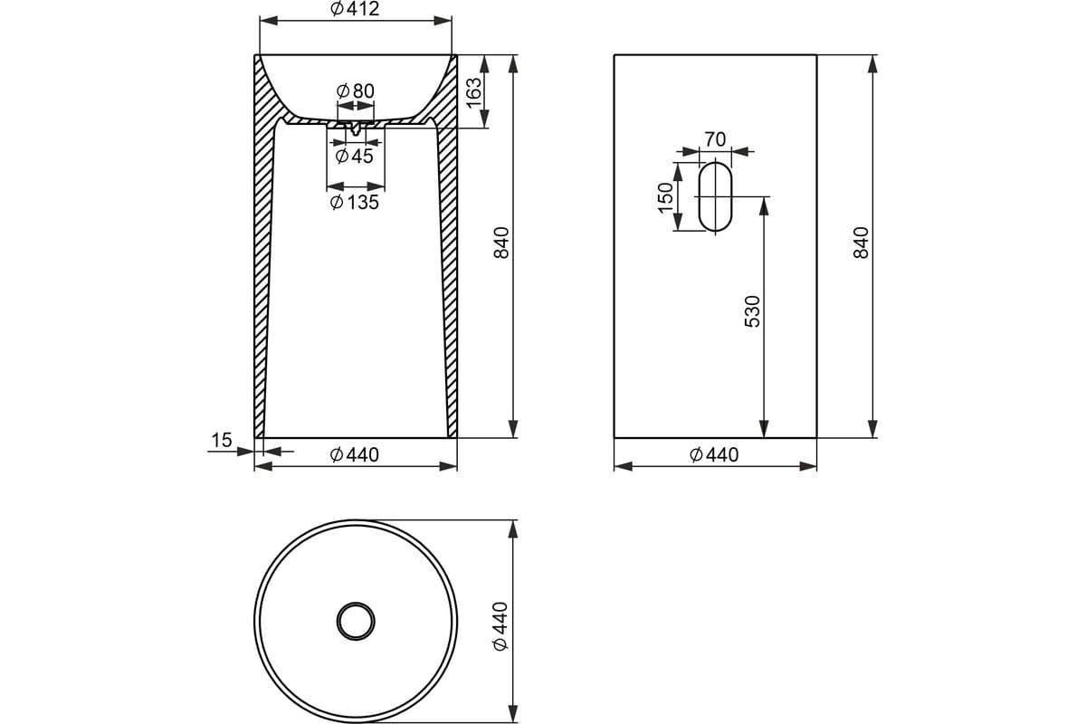 Напольная раковина из искусственного камня Wellsee La.belle.matinee ...