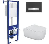 Комплект Berges инсталляция АТОМ Line, кнопка черная/хром, унитаз Ego XL Rimless см, сиденье микролифт быстросъем 043370