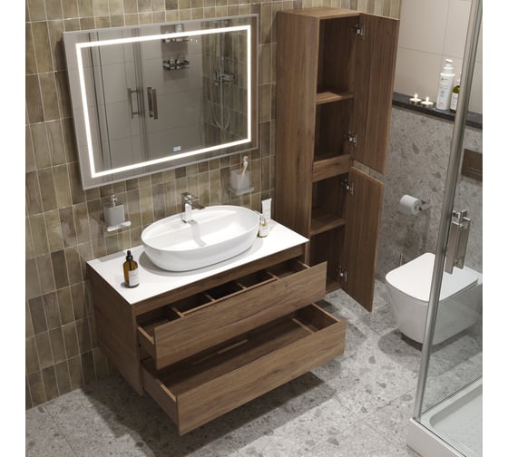 Подвесная тумба со столешницей и накладной раковиной BelBagno KRAFT 100 KRAFT100RT-KEPBO-1346-SET