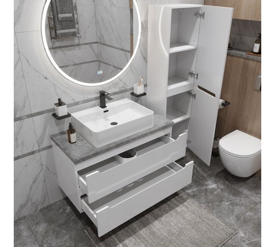 Тумба подвесная со столешницей и накладной раковиной BelBagno ETNA 100 ETNA100BL-KEPMGL-1338-SET