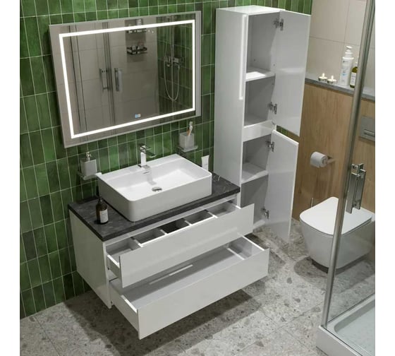 Подвесная тумба со столешницей и накладной раковиной BelBagno KRAFT 100 KRAFT100BO-KEPMNO-1338-SET