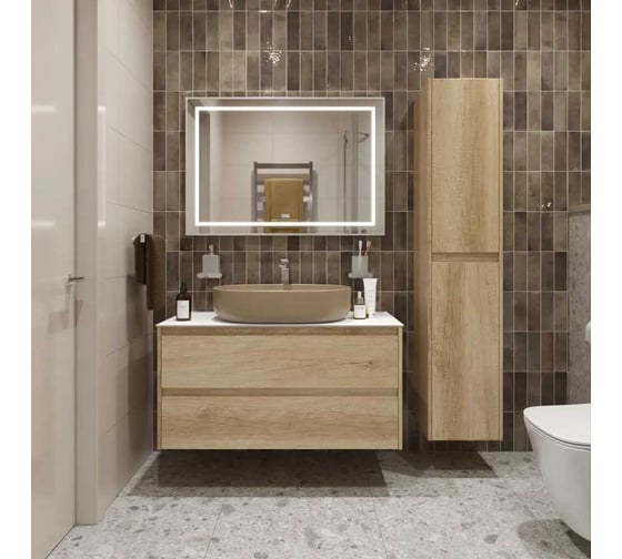 Подвесная тумба со столешницей и накладной раковиной BelBagno KRAFT 100 KRAFT100RNN-KEPBO-1084H316-SET