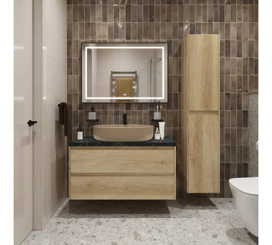 Подвесная тумба со столешницей и накладной раковиной BelBagno KRAFT 100 KRAFT100RNN-KEPMNO-1084-H316-SET