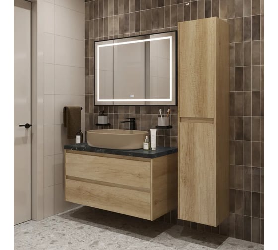 Подвесная тумба со столешницей и накладной раковиной BelBagno KRAFT 100 KRAFT100RNN-KEPMNO-1084-H316-SET