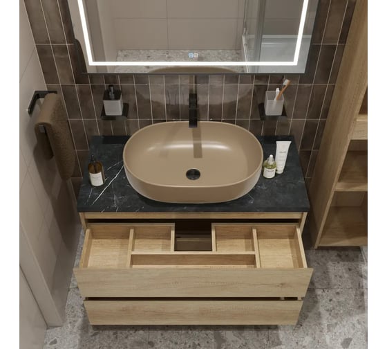 Подвесная тумба со столешницей и накладной раковиной BelBagno KRAFT 100 KRAFT100RNN-KEPMNO-1084-H316-SET