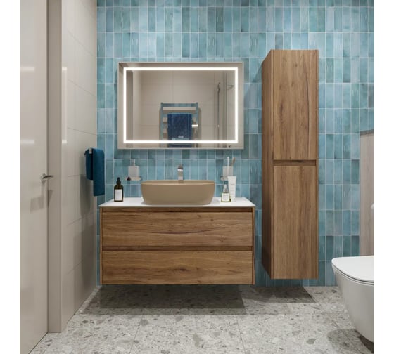 Подвесная тумба со столешницей и накладной раковиной BelBagno KRAFT 100 KRAFT100RT-KEPBO-1302H316-SET