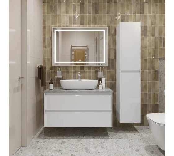 Подвесная тумба со столешницей и накладной раковиной BelBagno KRAFT 100 KRAFT100BO-KEPMGL-1346-SET