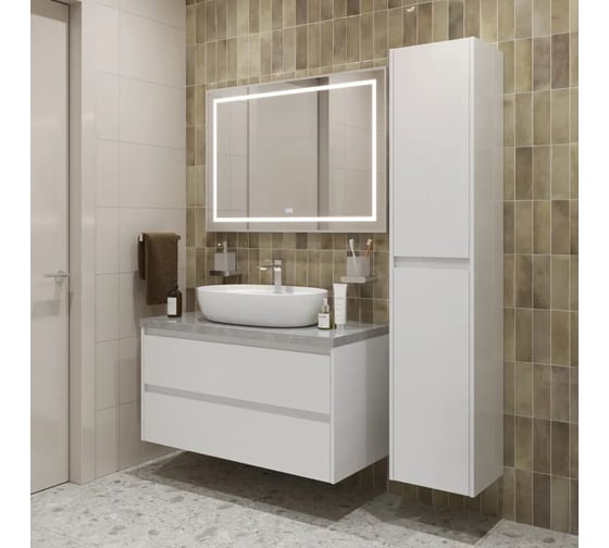 Подвесная тумба со столешницей и накладной раковиной BelBagno KRAFT 100 KRAFT100BO-KEPMGL-1346-SET