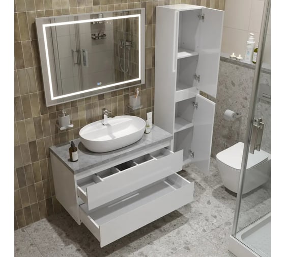 Подвесная тумба со столешницей и накладной раковиной BelBagno KRAFT 100 KRAFT100BO-KEPMGL-1346-SET
