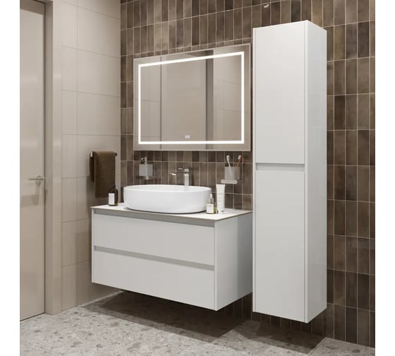 Подвесная тумба со столешницей и накладной раковиной BelBagno KRAFT 100 KRAFT100BO-KEPBO-1084-SET