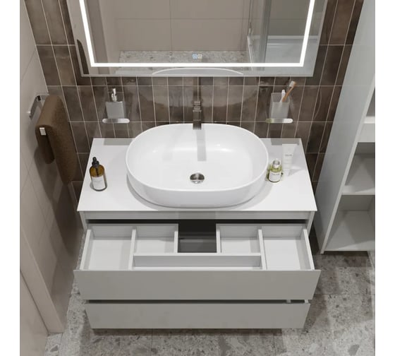 Подвесная тумба со столешницей и накладной раковиной BelBagno KRAFT 100 KRAFT100BO-KEPBO-1084-SET