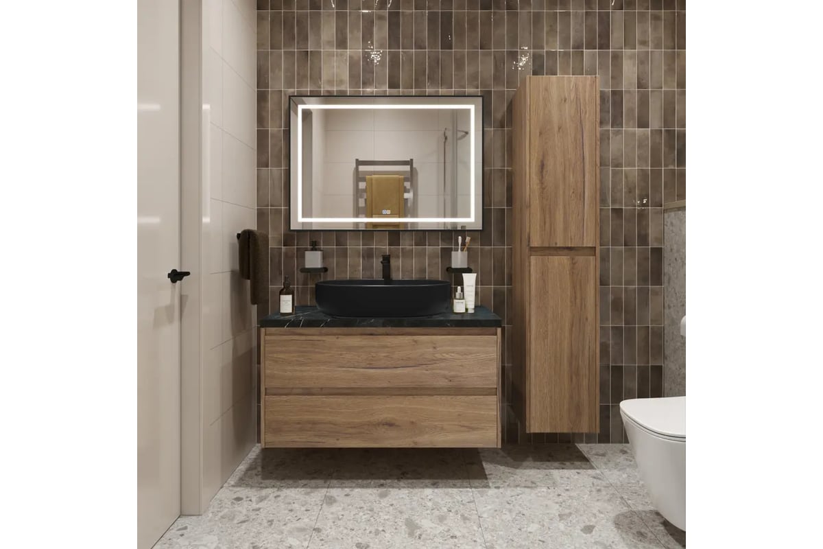 Подвесная тумба со столешницей и накладной раковиной BelBagno KRAFT 100 ...