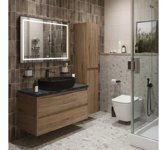 Подвесная тумба со столешницей и накладной раковиной BelBagno KRAFT 100 KRAFT100RNN-KEPMNO-1084-H301-SET