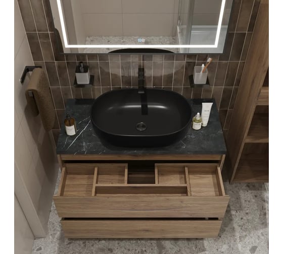 Подвесная тумба со столешницей и накладной раковиной BelBagno KRAFT 100 KRAFT100RNN-KEPMNO-1084-H301-SET