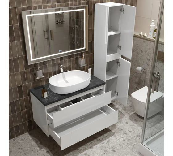 Подвесная тумба со столешницей и накладной раковиной BelBagno KRAFT 100 KRAFT100BO-KEPMNO-1084-SET