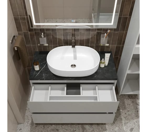 Подвесная тумба со столешницей и накладной раковиной BelBagno KRAFT 100 KRAFT100BO-KEPMNO-1084-SET 1