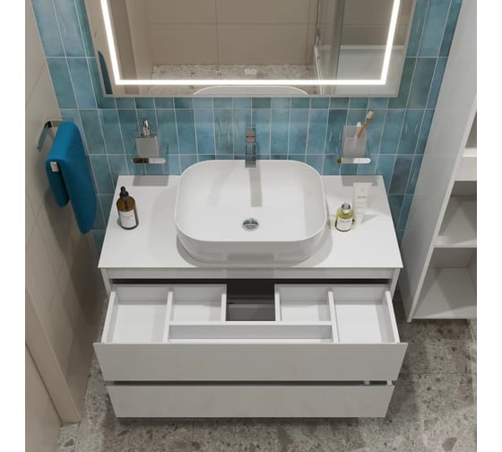 Подвесная тумба со столешницей и накладной раковиной BelBagno KRAFT 100 KRAFT100BO-KEPBO-1302-SET