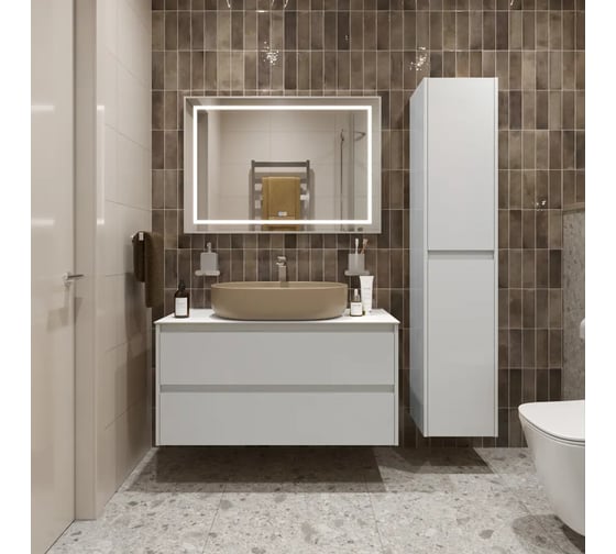 Подвесная тумба со столешницей и накладной раковиной BelBagno KRAFT 100 KRAFT100BO-KEPBO-1084H316-SET