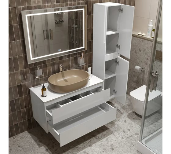 Подвесная тумба со столешницей и накладной раковиной BelBagno KRAFT 100 KRAFT100BO-KEPBO-1084H316-SET