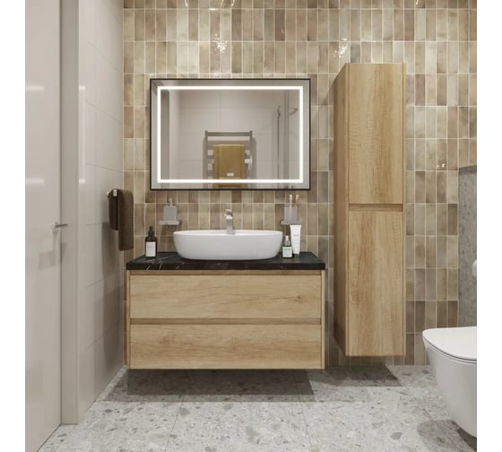 Подвесная тумба со столешницей и накладной раковиной BelBagno KRAFT 100 KRAFT100RNN-KEPMNO-1346-SET