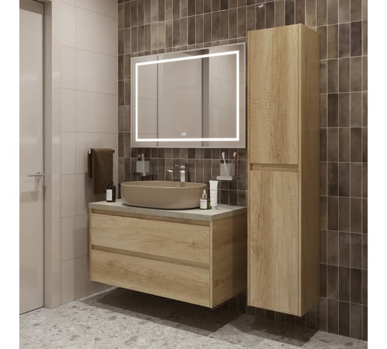 Подвесная тумба со столешницей и накладной раковиной BelBagno KRAFT 100 KRAFT100RNN-KEPMCO-1084H316-SET