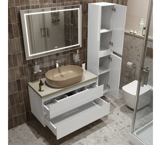 Подвесная тумба со столешницей и накладной раковиной BelBagno KRAFT 100 KRAFT100BO-KEPMCO-1084H316-SET