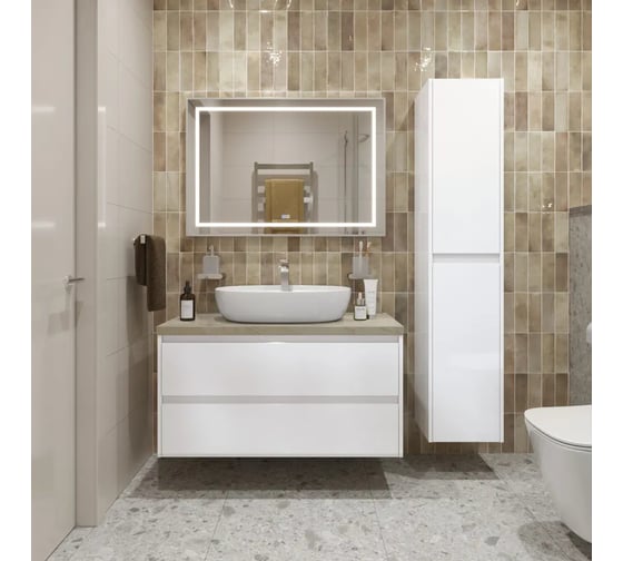 Подвесная тумба со столешницей и накладной раковиной BelBagno KRAFT 100 KRAFT100BO-KEPMCO-1346-SET
