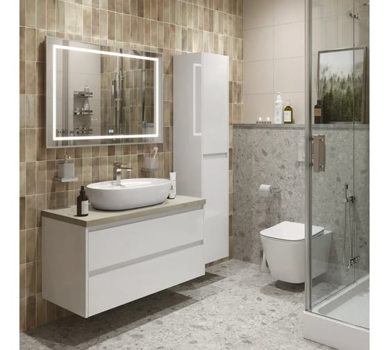 Подвесная тумба со столешницей и накладной раковиной BelBagno KRAFT 100 KRAFT100BO-KEPMCO-1346-SET