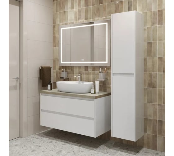Подвесная тумба со столешницей и накладной раковиной BelBagno KRAFT 100 KRAFT100BO-KEPMCO-1346-SET