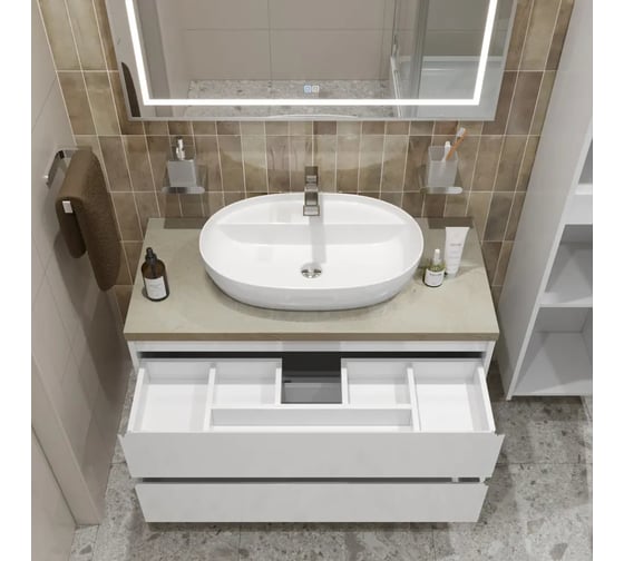 Подвесная тумба со столешницей и накладной раковиной BelBagno KRAFT 100 KRAFT100BO-KEPMCO-1346-SET 1
