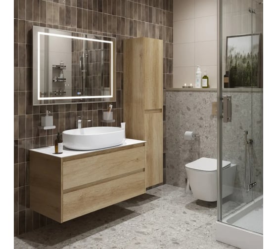 Подвесная тумба со столешницей и накладной раковиной BelBagno KRAFT 100 KRAFT100RNN-KEPBO-1084-SET