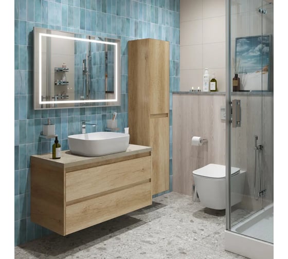Подвесная тумба со столешницей и накладной раковиной BelBagno KRAFT 100 KRAFT100RNN-KEPMCO-1302-SET