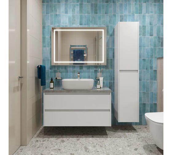 Подвесная тумба со столешницей и накладной раковиной BelBagno KRAFT 100 KRAFT100BO-KEPMGL-1302-SET